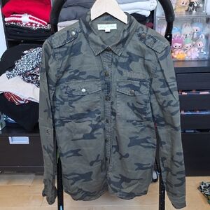 Staring at Stars Olive Green Camouflage Military Shirt Jacket
